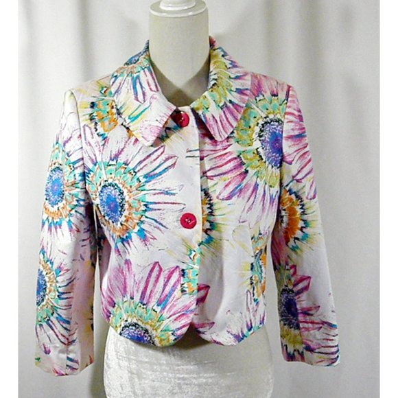 Harvé Bernard Vivacious Spring Blooming Floral Jacket - Picture 8 of 13